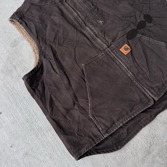 Vintage Y2K Carhartt brown Sherpa work wear vest - Picture 2 of 7